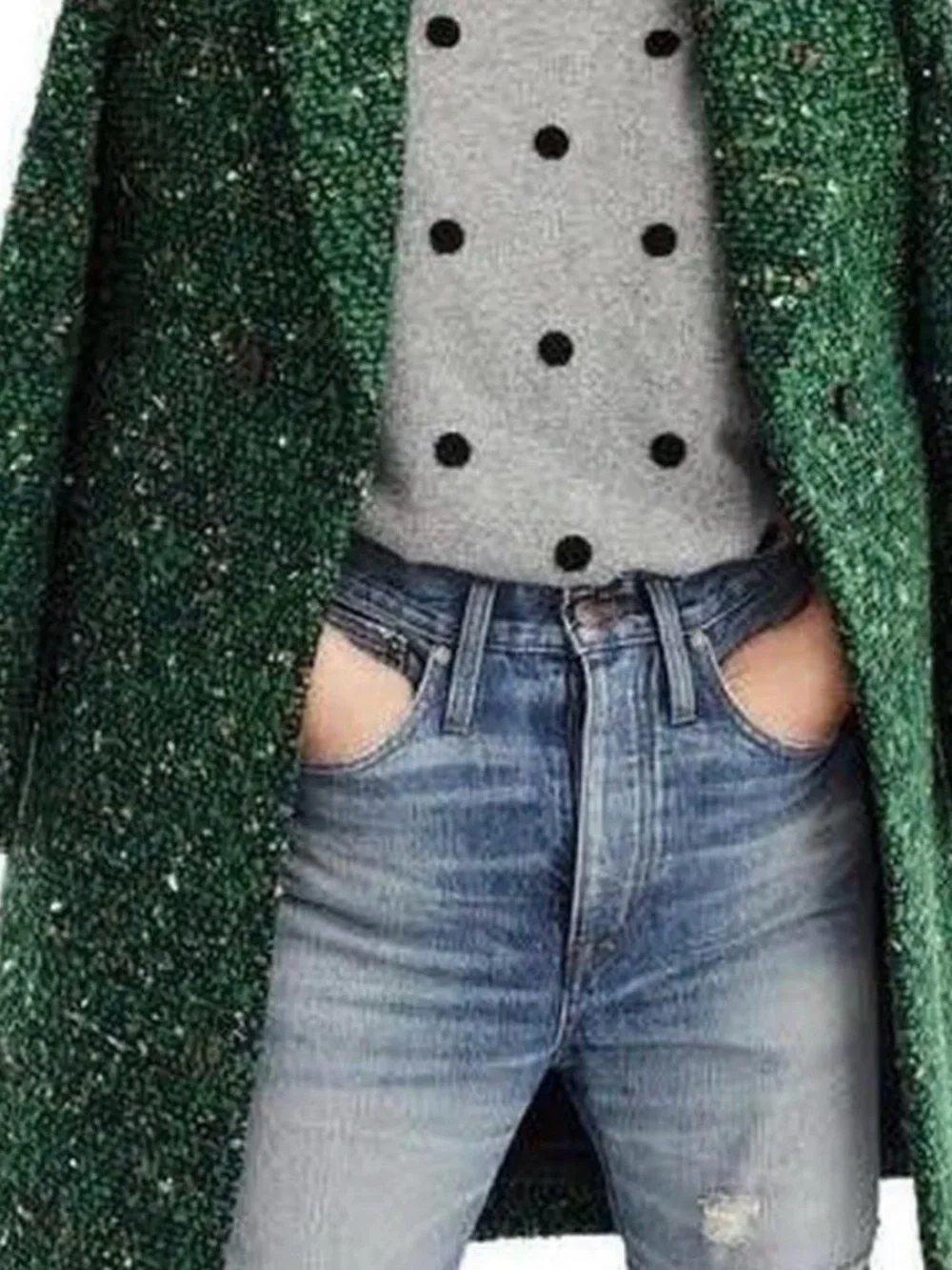 J. Crew Collection Daphne Wool Green Tweed Double-Breasted Pea Coat - Picture 6 of 14